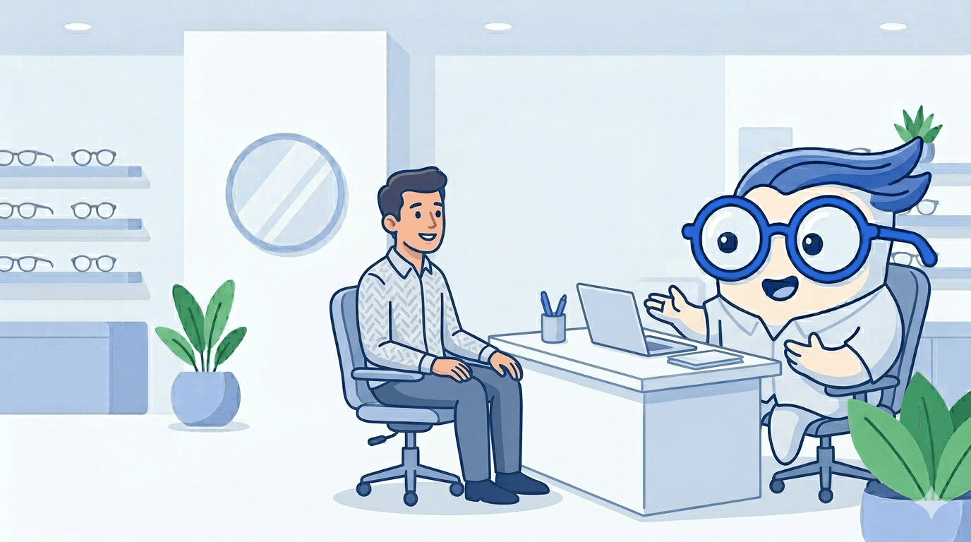 Essayage de lunettes avec un opticien